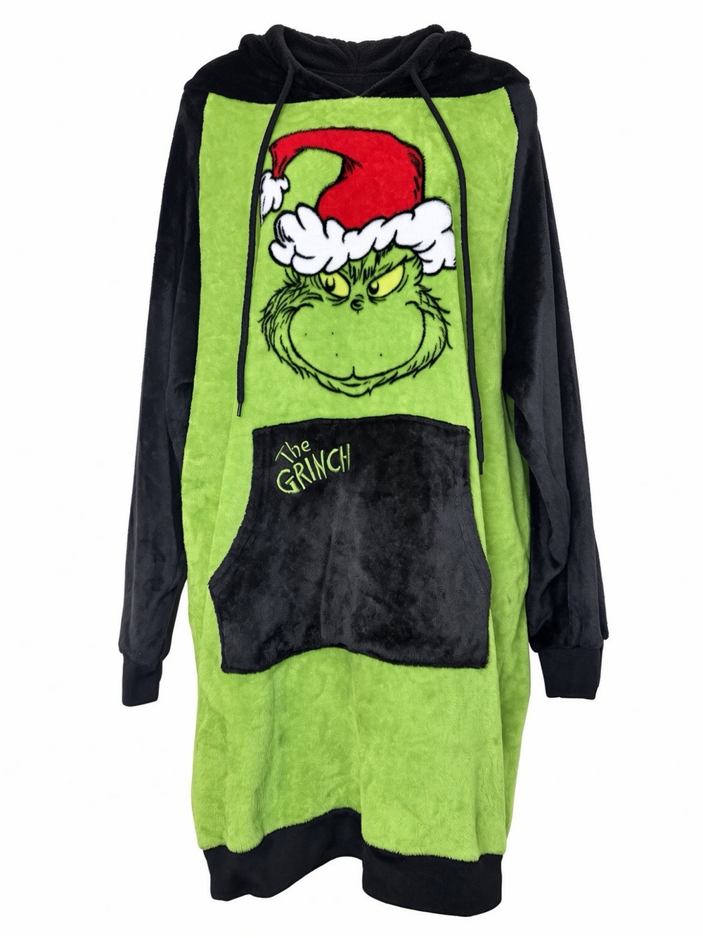 The Grinch Plush Hoodie Dress L/G Lime Green Oversized